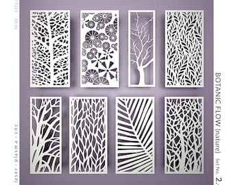 CNC  Panel - Botanic Flow Nature (No. 2.4) - Technical Design for Laser Cutting DXF. Metal, Plywood, PVC. Digital Product - Tested