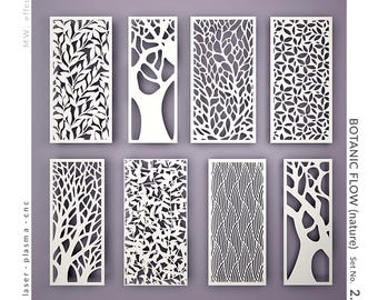CNC  Panel - Botanic Flow Nature (No. 2.5) - Technical Design for Laser Cutting DXF. Metal, Plywood, PVC. Digital Product - Tested