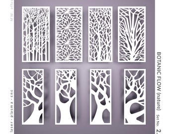 CNC  Panel - Botanic Flow Nature (No. 2.9) - Technical Design for Laser Cutting DXF. Metal, Plywood, PVC. Digital Product - Tested