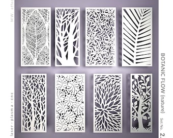 CNC  Panel - Botanic Flow Nature (No. 2.3) - Technical Design for Laser Cutting DXF. Metal, Plywood, PVC. Digital Product - Tested