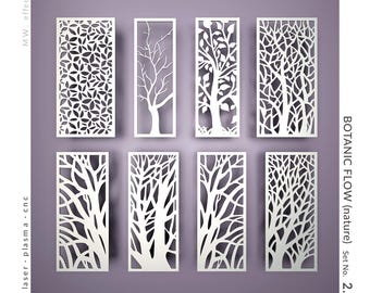 CNC  Panel - Botanic Flow Nature (No. 2.8) - Technical Design for Laser Cutting DXF. Metal, Plywood, PVC. Digital Product - Tested