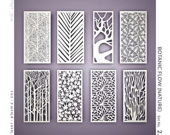 CNC  Panel - Botanic Flow Nature (No. 2.2) - Technical Design for Laser Cutting DXF. Metal, Plywood, PVC. Digital Product - Tested