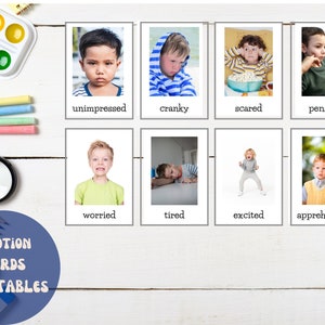 Emotion Flashcards, Flashcard Printables, All About Me Preschool, Vocabulaire Cards on Feelings, Preschool Circle Time Printable