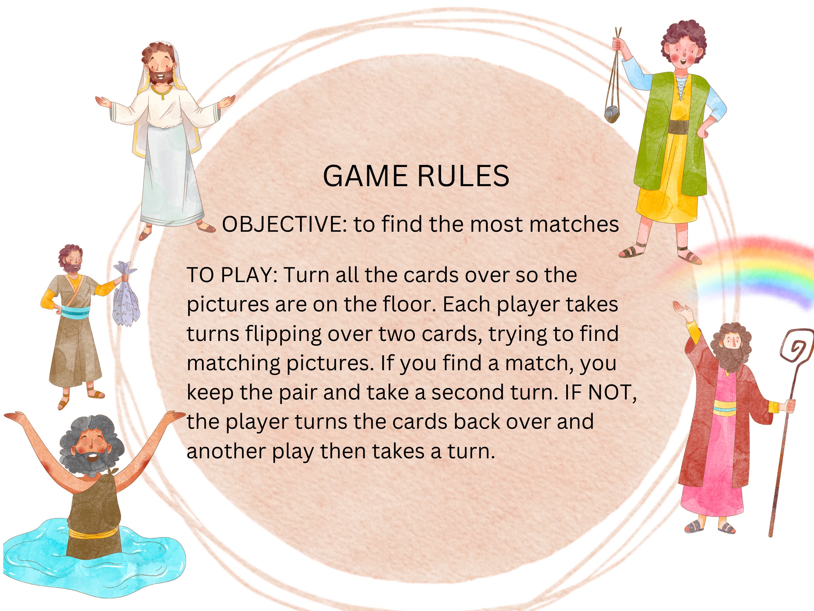 Sunday School Printable, Bible Activity, Bible Memory Match for Kids ...