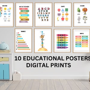 Educational Poster Classeoom Poster Alphabet Poster for Classroom, Days of the Week Poster, Alphabet Printable Posters, Homeschool Posters