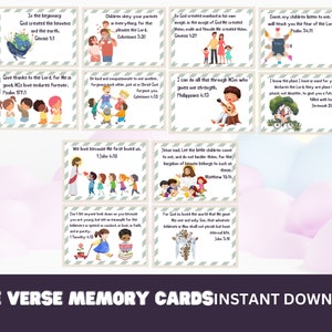 Tarjetas cristianas de versículos de memoria para niños, tarjetas de versículos bíblicos para niños, tarjetas de afirmación cristiana para los más pequeños, tarjetas bíblicas de la escuela dominical