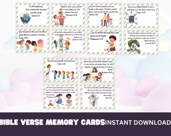 Christian Memory Verse Cards for Kids, Watercolor Bible Verses (Digital Download)