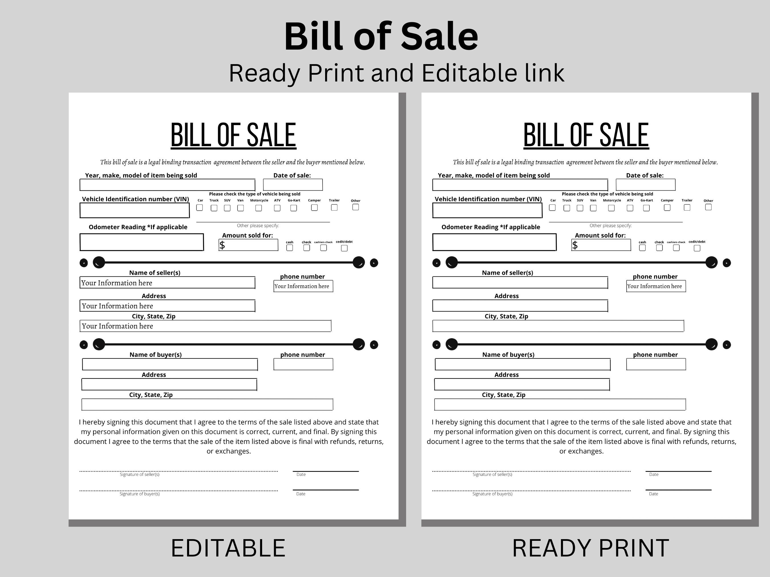 Free Louisiana RV Bill of Sale Form Template - Download in Word, Google  Docs, PDF