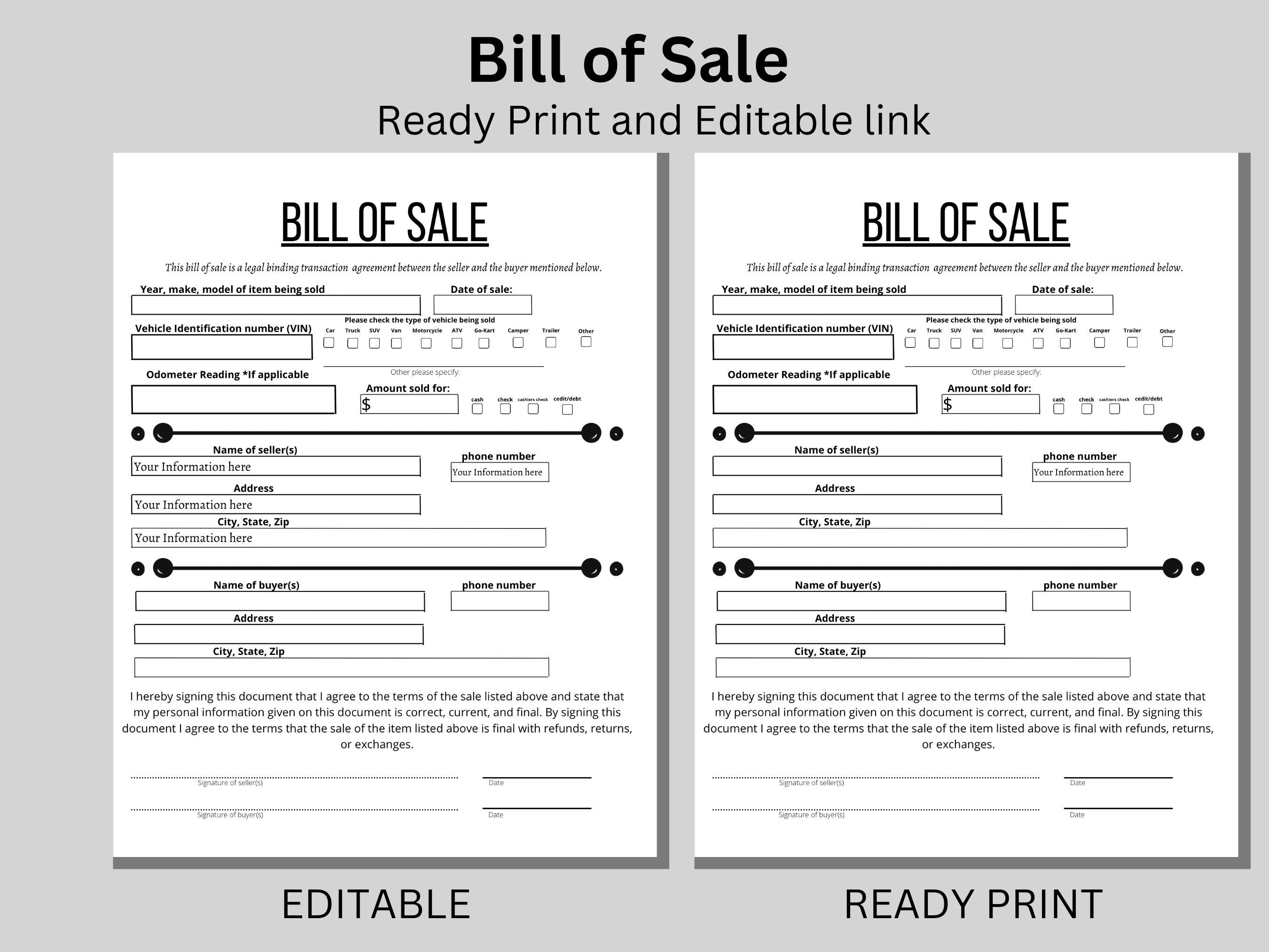 Bill of Sale Template Bill of Sale Form Motorcycle Bill of Sale Bill of Sale Template Bill of Sale Form Motorcycle Bill of Sale