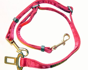 Pet Dog Double Extendable Lead/leash Safety Link to Car Seat Belt 25mm wide for 2 Dogs