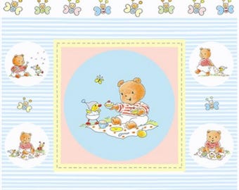 Teddy Bears - Bobbi's Picnic Panel - Monica Maas -  Stof fabrics - quilt cotton fabric  24X42"
