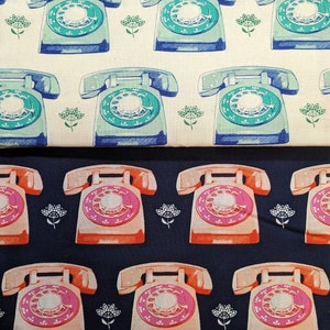 Telephones Trinket -  OOP Ruby Star - Original Cotton Steel  - Melody Miller  - 2 fq bundle quilt cotton Fabric destash - playful 2014