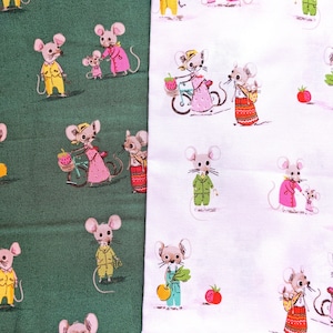 Trixie Country Mice by Heather Ross for Windham,  - 2 Fat Quarter bundle  -  oop out of print fabric destash