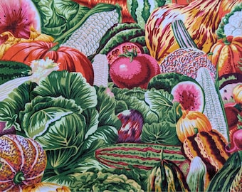 English Garden - vegetable - Snow Leopard Designs -  OOP - Free Spirit  FQ  - destash quilt cotton fabric