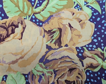 Katoenstof Kaffe Fassett August Rose - okerkleurige bloemenprint Fat Quarter