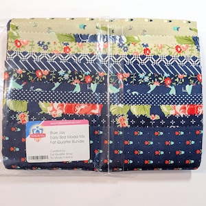 Early Bird by Bonnie and Camille for Moda - Blue colorway - 12  Fat quarter bundle   - OOP  Hard to find - Premium quilting cotton - destash