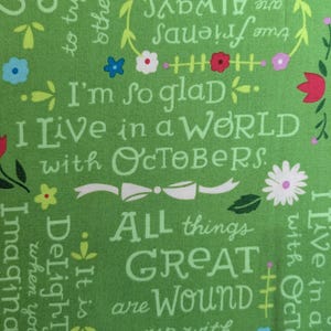 Kindred Spirits text by Jill Howarth - Anne of Green Gables - Riley Blake - you choose  xlarge fat quarter  -  Cotton Quilting