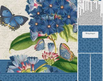 Something Blue Tote Bag Panel - Tina Higgins - Northcott quilt cotton fabric 24X42"
