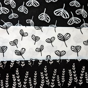 Lotta Jansdotter of Windham Fabrics Sylvia black and white,  100% Cotton Quilting 3 xlarge Fat Quarters (metric) - Out of Print Hard To Find