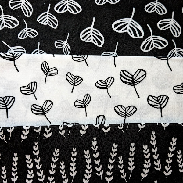 Lotta Jansdotter of Windham Fabrics Sylvia black and white,  100% Cotton Quilting 3 xlarge Fat Quarters (metric) - Out of Print Hard To Find