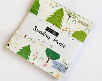 Sunday Picnic 5" charm pack  - Stacy lest Hsu -  MODA Cotton Quilt