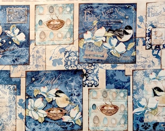 Feather Your Nest Panel by Nancy Mink - Wilmington Prints  quilt cotton fabric - 24X42"