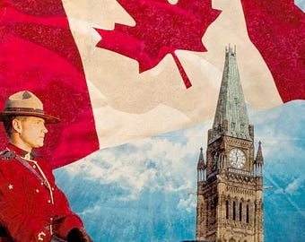 Oh Canada Panel - Canadian RCMP Mountie - Deborah Edwards Northcott quilt cotton fabric 24X42"