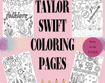 Taylor Swift Coloring Pages - 11 Albums - Instant Download - Party Ideas - Adult and Kids Coloring Book
