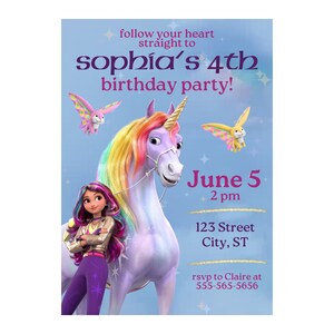 Unicorn Academy Birthday Invitation - Sophia and Wildstar - Editable Template