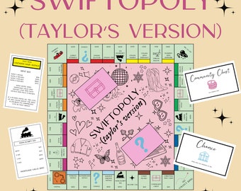 Swiftopoly - Taylors Version - Monopoly - PDF - Money - Properties - Chance and Community Cards - Taylor Swift Theme - Game Night