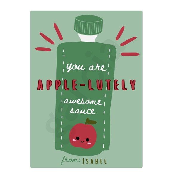 You are apple-lutely awesome sauce - Kids Valentine - Edit in Canva