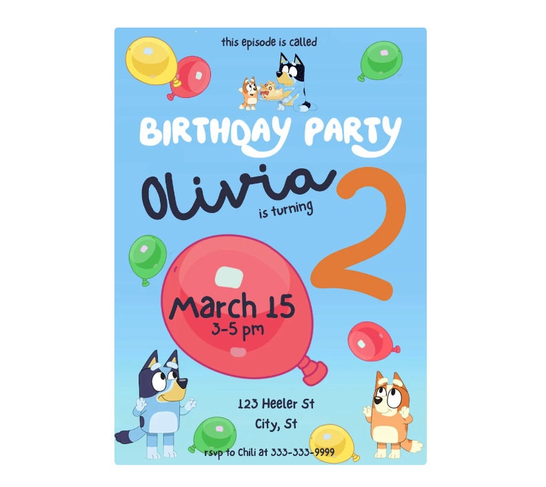 This Episode is Called Birthday Party Bluey Themed Invitation Customize Template Canva Etsy