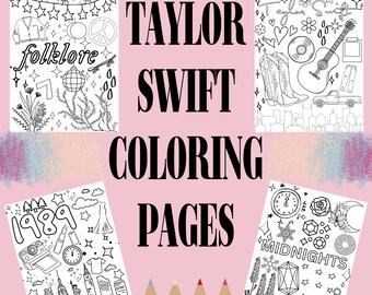 Taylor Swift Coloring Pages - 10 Albums - Instant Download - Party Ideas - Adult and Kids Coloring Book