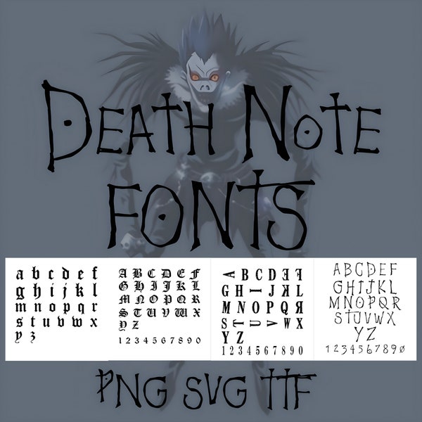 Death Note Fonts - PNG - SVG - TTF - Cricut - Cutting Machines and more - Instant Download