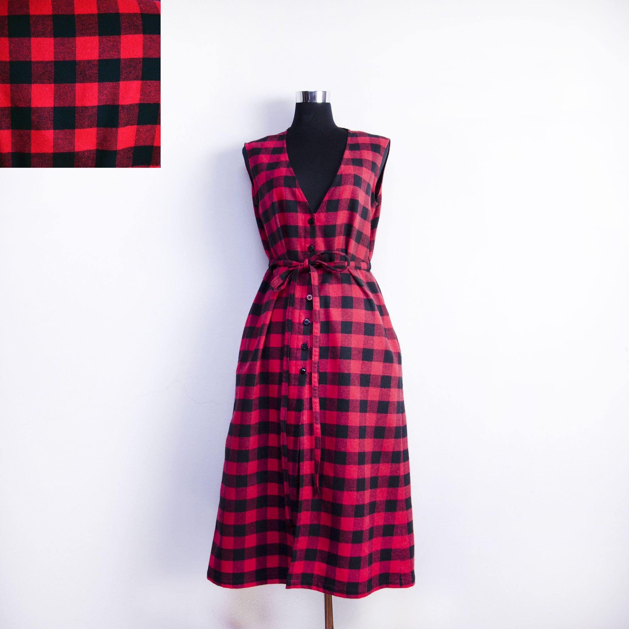 checkered red dress