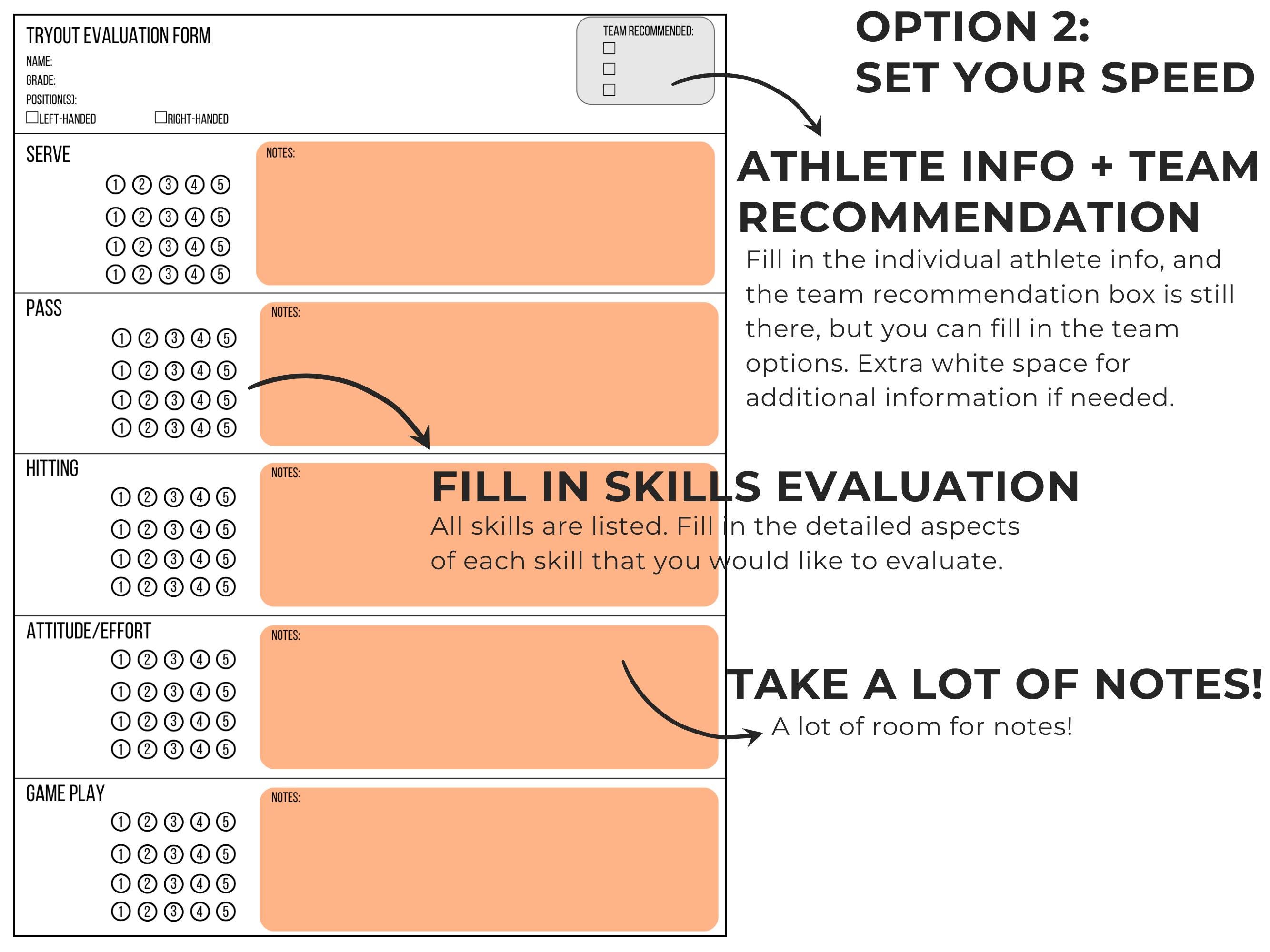 Volleyball Tryout Evaluation Form | Printable PDF | Instant Download ...