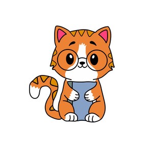 Bookish Cat Kiss-Cut Stickers | Cute Kitten Vinyl Decals for Laptops, Journals, Gifts, Pet Lovers, Kids Celebrations