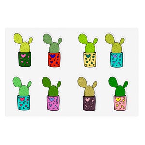 Fogli di adesivi di cactus carini, regali per gli amanti delle piante, decorazioni con vegetazione, articoli per il diario, decorazioni divertenti per l'aula, lavoretti fai da te