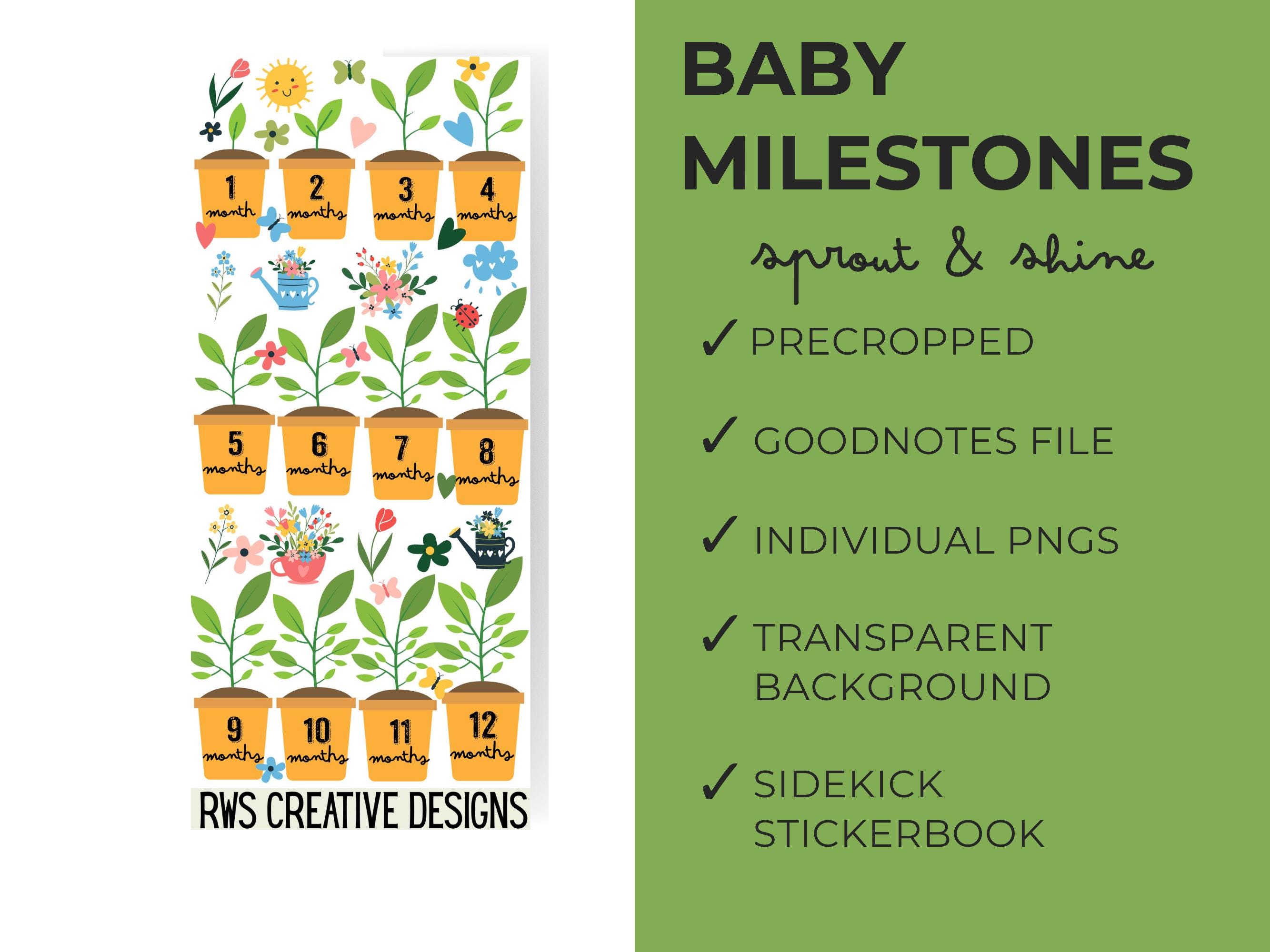 Sticker Sprout Countdown Sprout & Shine | Baby Milestones Digital Stickers | Precropped ...