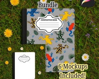 Komposition Buch Procreate Mock Up Draußen | Notizbuch Design MockUp in Natur | Notebook Cover Procreate Vorlage | 6 Schablonen Bundle