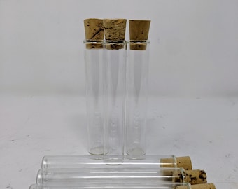PATIKIL 40ml Test Tubes, 10pcs 3.15x0.98in Glass Clear Flat Bottom Test Tube Containers With Cork Stopper For Bead Party Candy Bath Salt Storage Scientific Experiment Plant Propagation