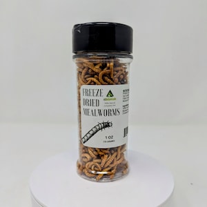 1oz Freeze Dried Mealworms 15g- for Reptiles, Amphibians, Frogs, Birds, Hedgehogs, Skunks