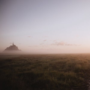 Beautiful Mont St Michel at Morning Light Photograph, 11x14 Large Living Room Fine Art, Landscape France Print, Unique Moody Photography