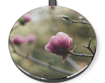 Elegant Floral Blossom Wireless Charger, Unique Tech Gift IDEA for Mom, Cherry Blossom Phone Charger