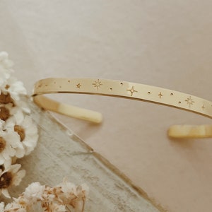 Sparkle Star Adjustable Brass Cuff Bracelet - Celestial Lovers - Stargazing