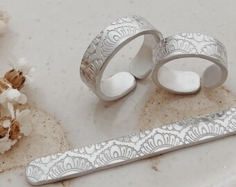 Bloom Arch Adjustable Aluminium ring - Stamped Patterns - Autumn - Magical - Mystical - Lace Inspired