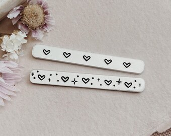 Hearts Stamped Aluminium Adjustable Ring - Valentine's Day - Sparkle Heart - Stars - Celestial - Love