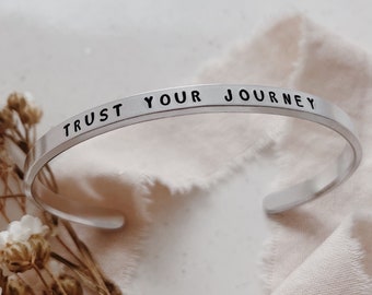 Trust Your Journey - Skinny Adjustable Aluminium Cuff Bracelet - Self Belief