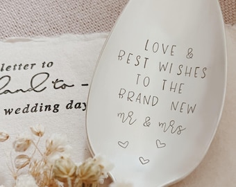 Love and Best Wishes To The Brand New Mr & Mrs - Stamped Vintage Spoon - Wedding Flatware - Stamped Spoon Keepsake - Heartfelt Gift