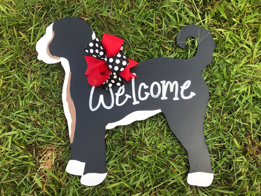 Bernedoodle Dog Wooden Door Hanger Etsy